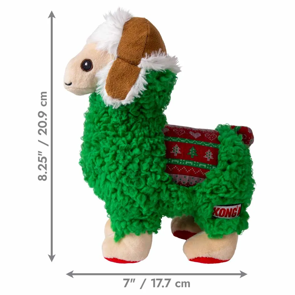 KONG Sherps Llama (M) - blød plys-lama-legetøj til hunde med pivelyd og slidstærk konstruktion.